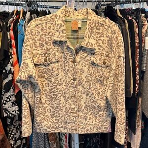 Style Rack Animal Print Denim Jacket Small